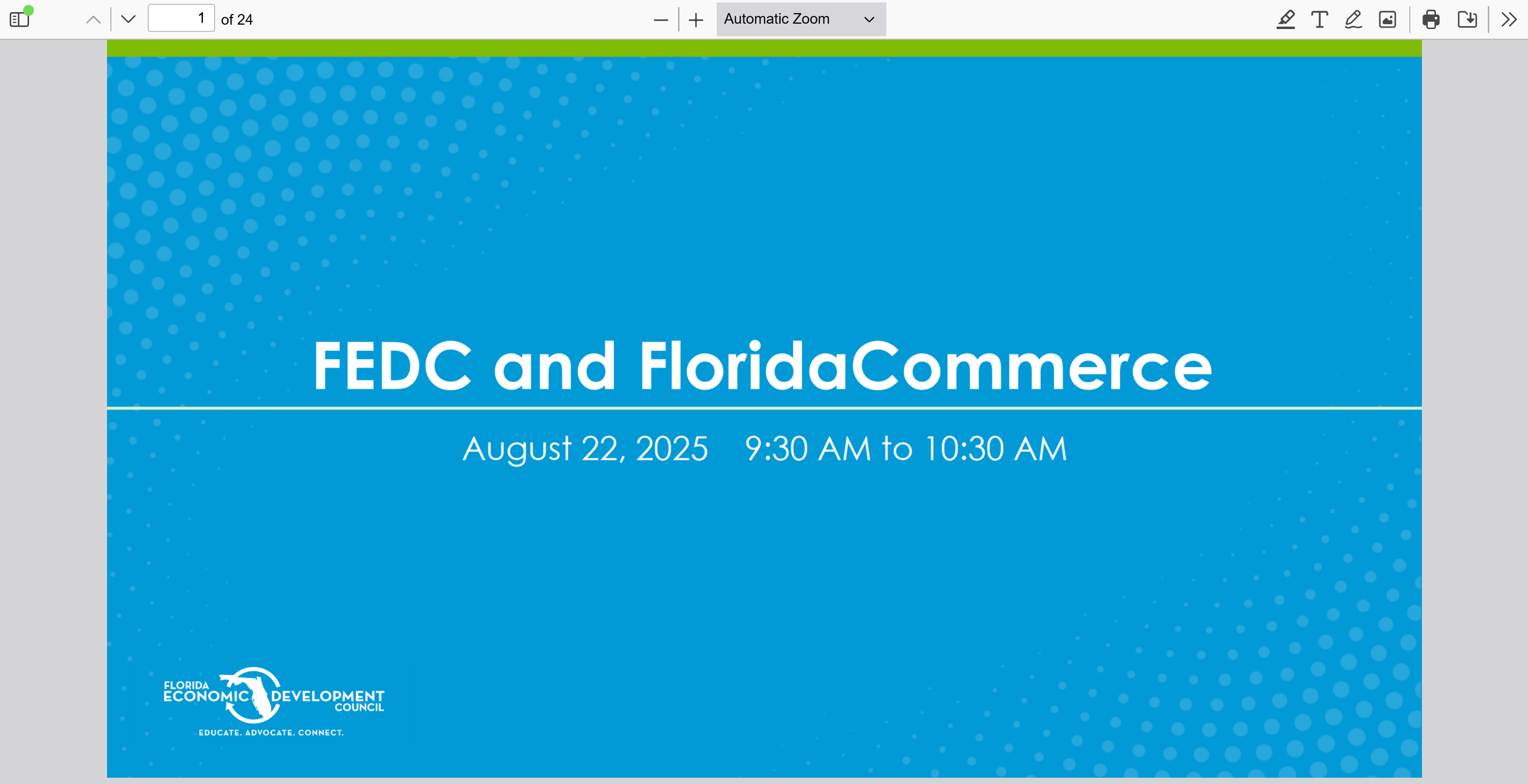 Title slide for presentation